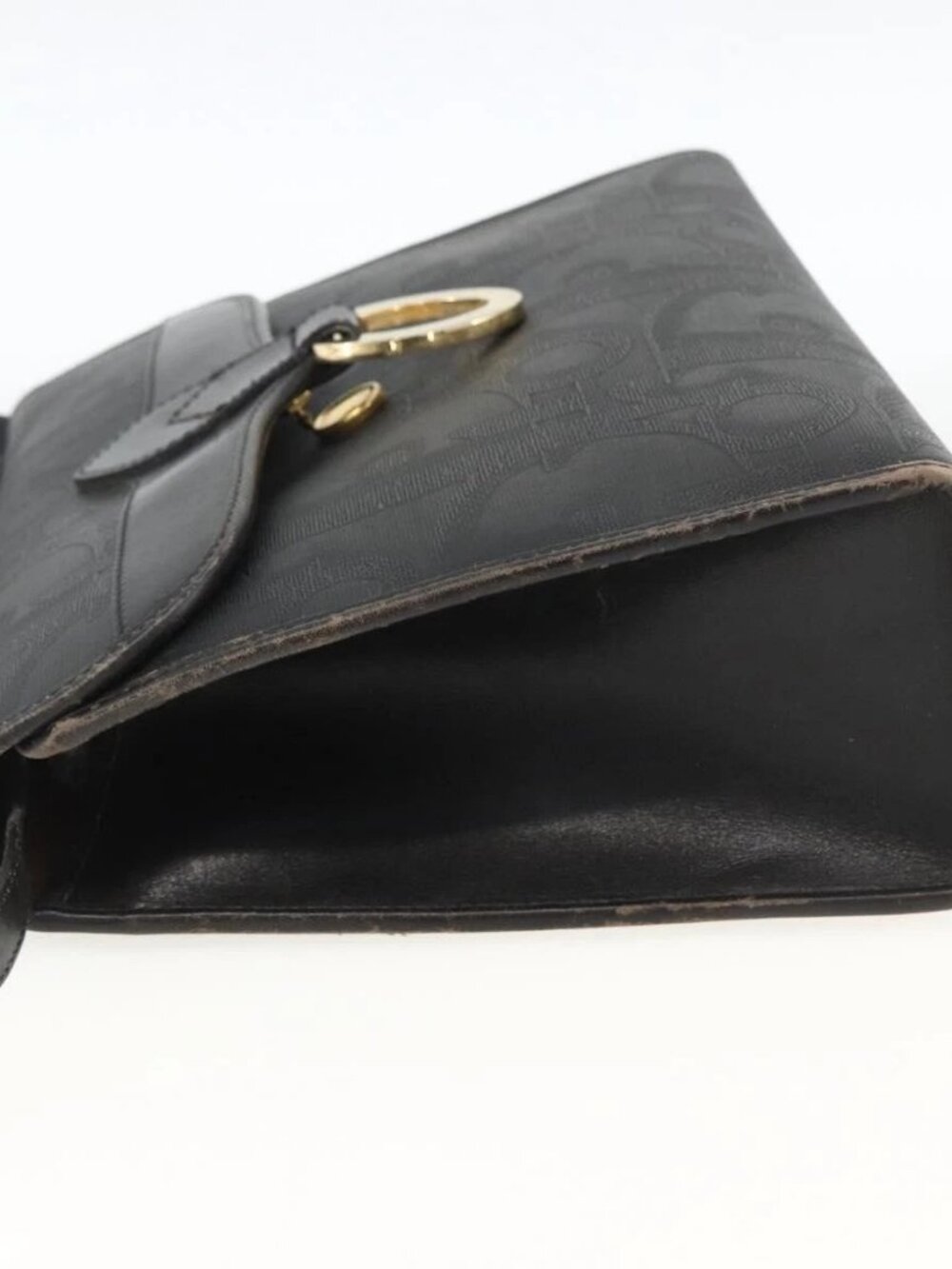 Christian Dior Trotter Canvas Hand Bag PVC Leather 2way Gold Black Auth 174047 - Picture 3 of 15